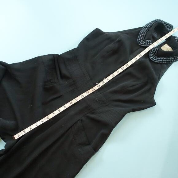 Anthropologie x Elevenses Black Beaded Sleeveless Twee Wide Leg Jumpsuit Size 6 - Picture 9 of 12